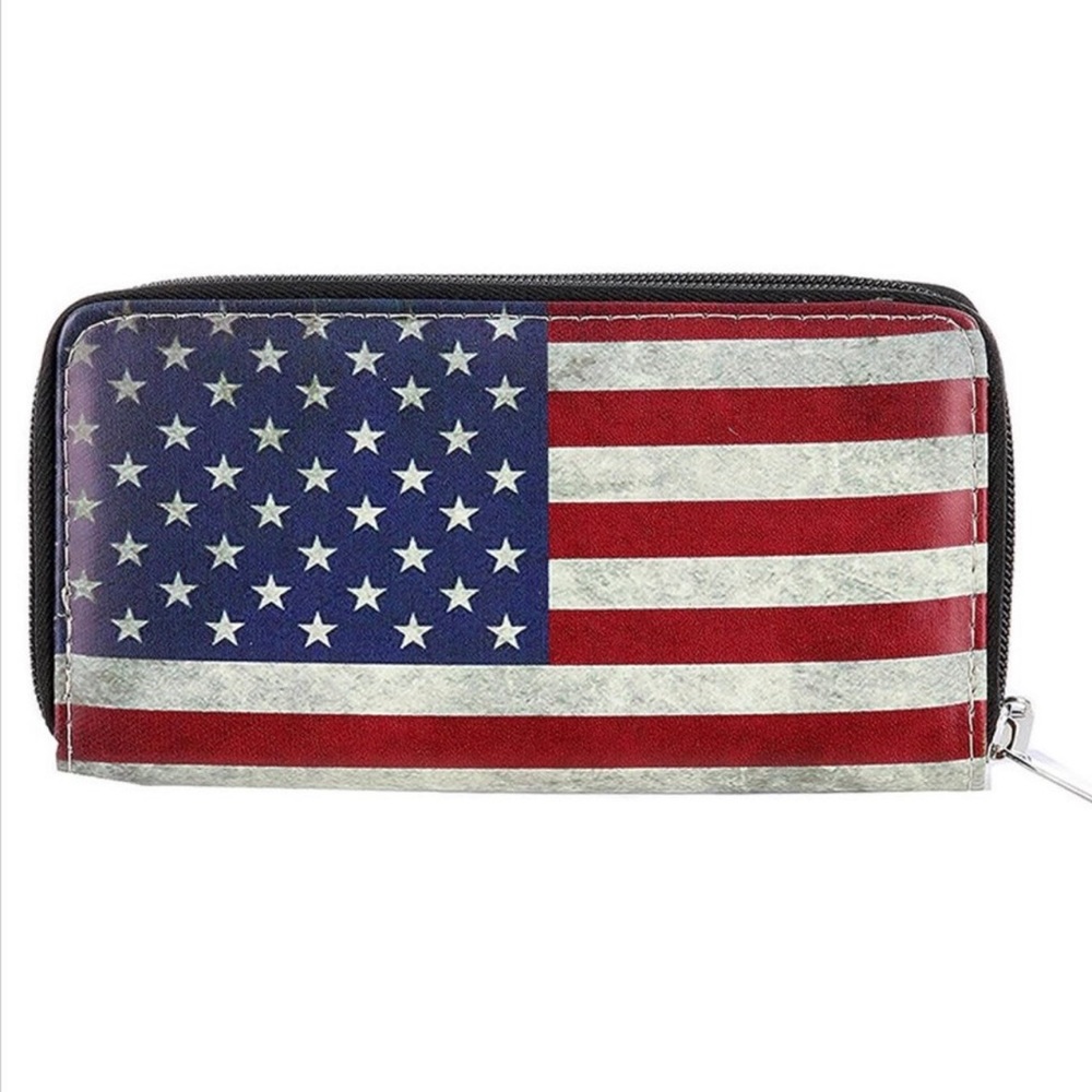 💼 Patriotic American Flag DOUBLE Zipper Wallet